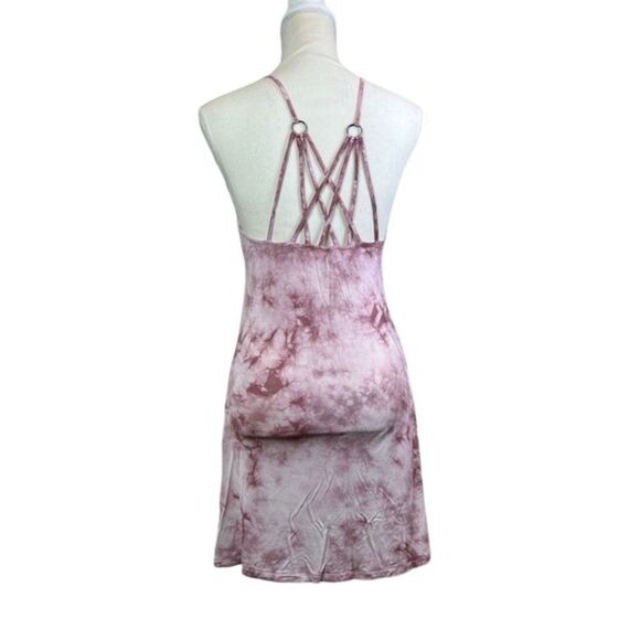 American Eagle Outfitters Strappy Tank Dress Pink White Marble S - Picture 3 of 10
